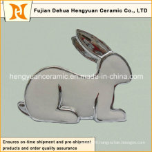 Silver Plating Porcelain Rabbit Shape Candle Holders for Easter Decoration